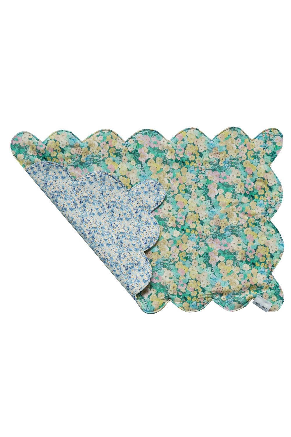 Reversible Scalloped Placemat made with Liberty Fabric HOLLYHOCKS & MITSI VALERIA - Coco & Wolf