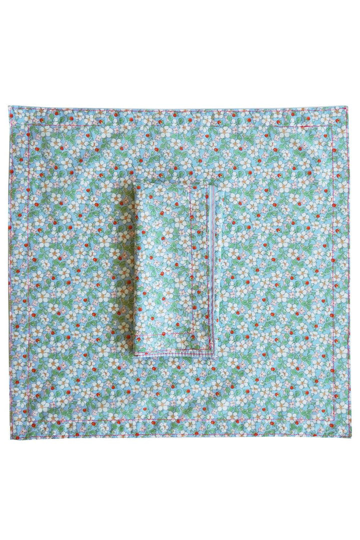 Reversible Stitch Napkin Set made with Liberty Fabric PAYSANNE BLOSSOM & ELEMENTS BLUE - Coco & Wolf