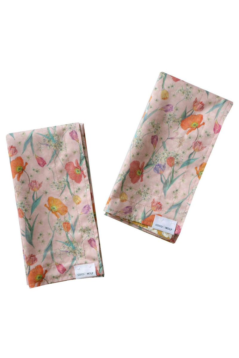 Reversible Stitch Napkin Set made with Liberty Fabric SPRING BLOOMS & BETSY BOO - Coco & Wolf