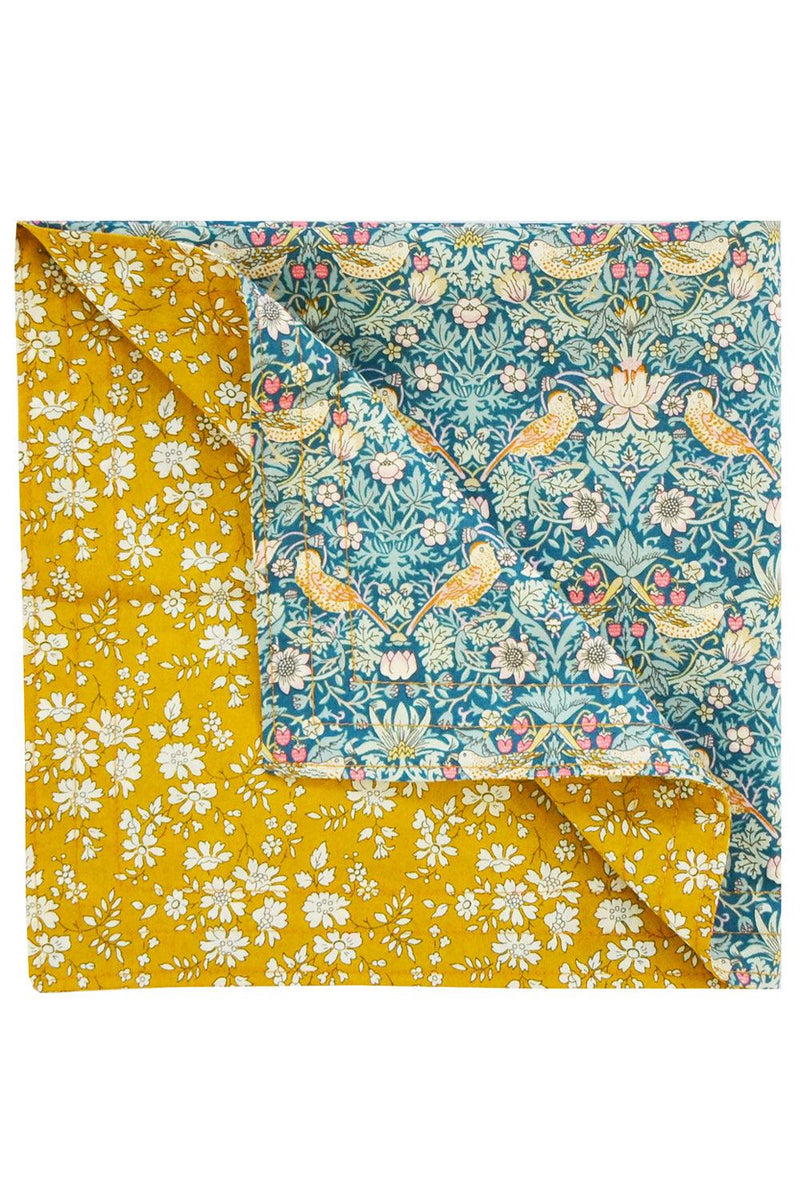 Reversible Stitch Napkin Set made with Liberty Fabric STRAWBERRY THIEF & CAPEL - Coco & Wolf
