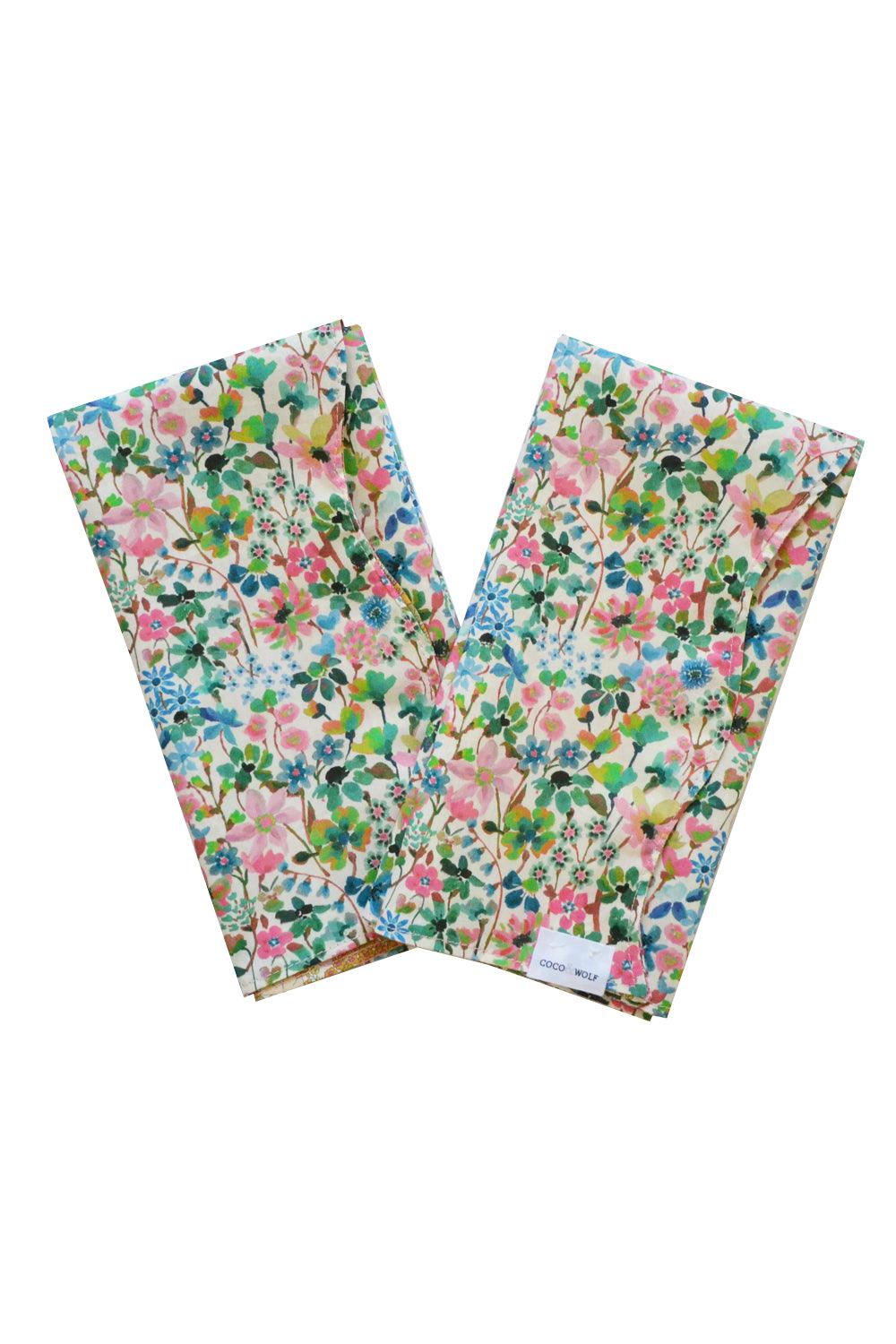 Reversible Wavy Napkin Set made with Liberty Fabric DREAMS OF SUMMER - Coco & Wolf