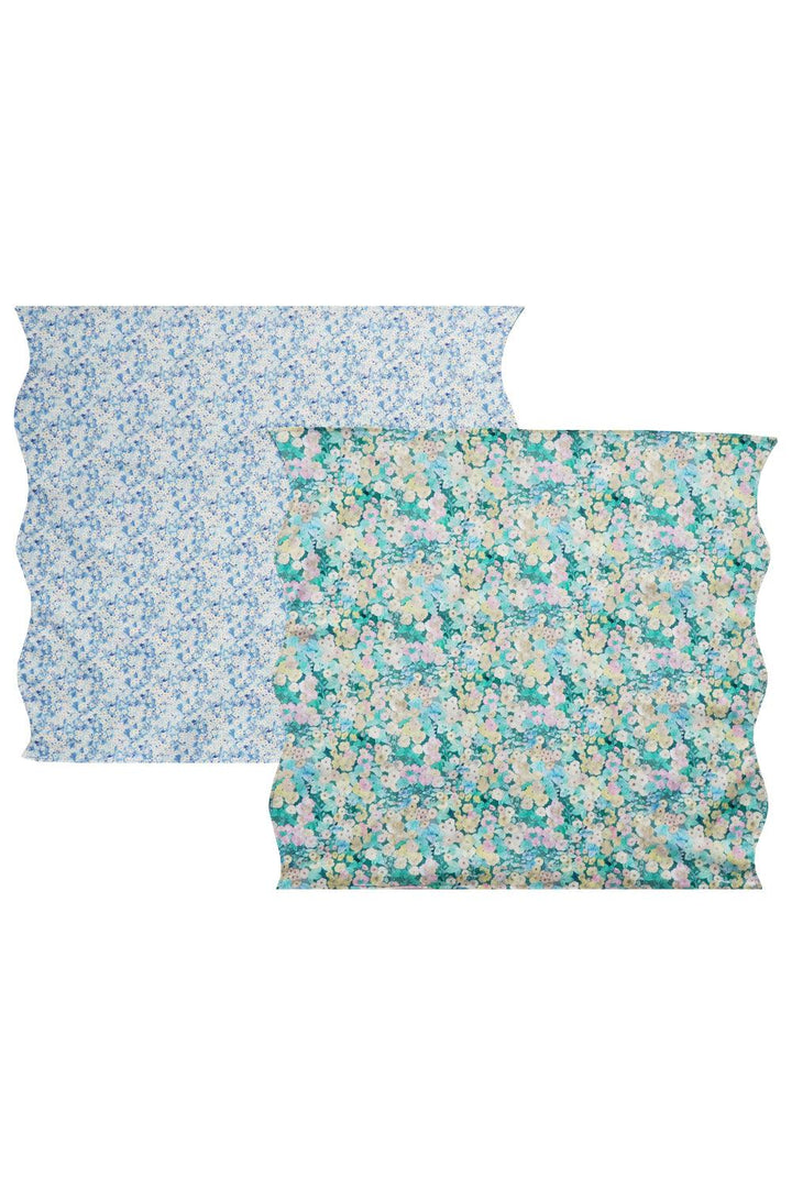 Reversible Wavy Napkin Set made with Liberty Fabric HOLLYHOCKS & MITSI VALERIA - Coco & Wolf