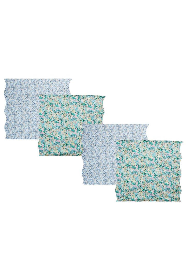 Reversible Wavy Napkin Set made with Liberty Fabric HOLLYHOCKS & MITSI VALERIA - Coco & Wolf