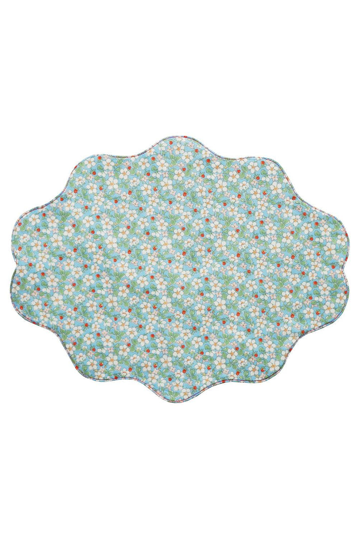 Reversible Wavy Placemat made with Liberty Fabric PAYSANNE BLOSSOM & ELEMENTS BLUE - Coco & Wolf