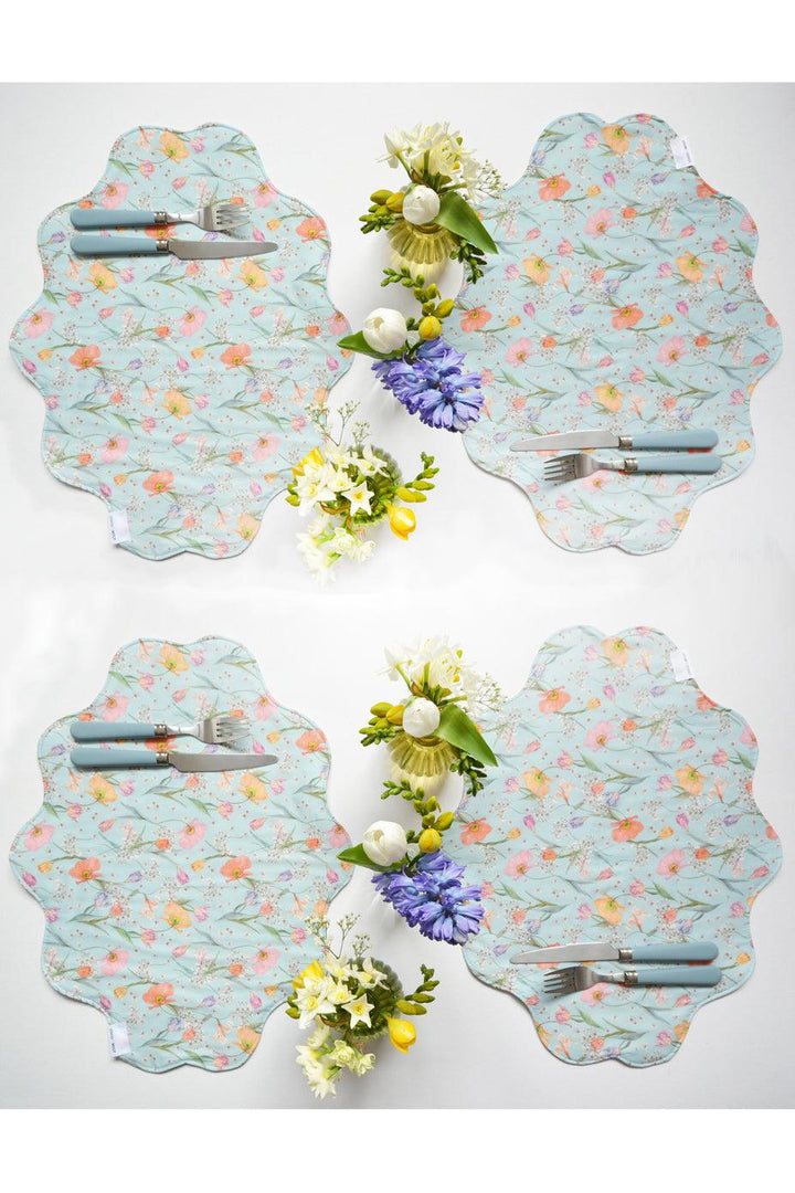 Reversible Wavy Placemat made with Liberty Fabric SPRING BLOOMS & MEADOWLAND - Coco & Wolf