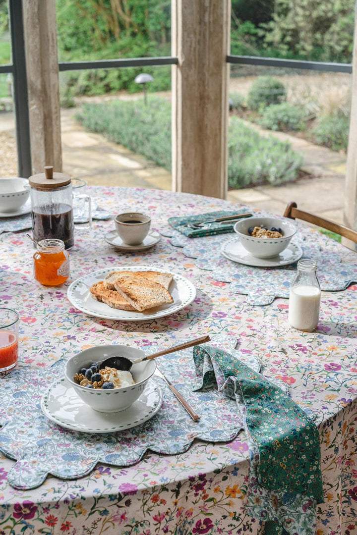 Round Tablecloth made with Liberty Fabric LINEN GARDEN & ARCHIVE SWATCH - Coco & Wolf