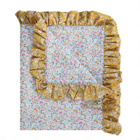 Ruffle Bedspread made with Liberty Fabric BETSY GREY & CAPEL MUSTARD - Coco & Wolf
