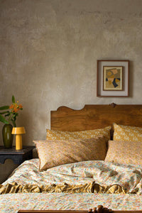Ruffle Bedspread made with Liberty Fabric CLASSIC MEADOW & CAPEL MUSTARD - Coco & Wolf