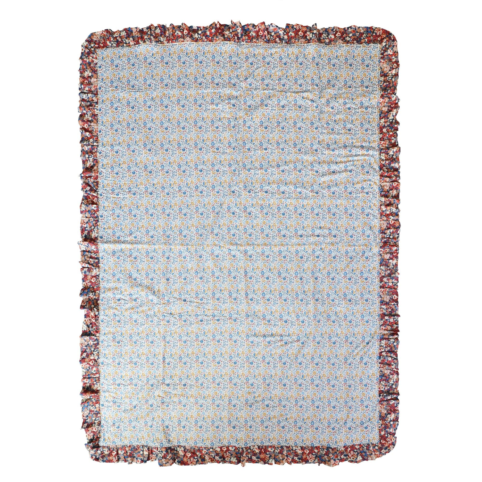 Ruffle Bedspread made with Liberty Fabric D'ANJO MUSTARD & THORPE RUST - Coco & Wolf