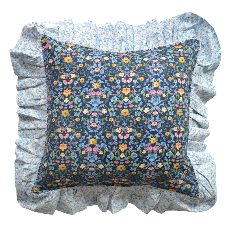Ruffle Cushion made with Liberty Fabric AURORA & MITSI VALERIA - Coco & Wolf