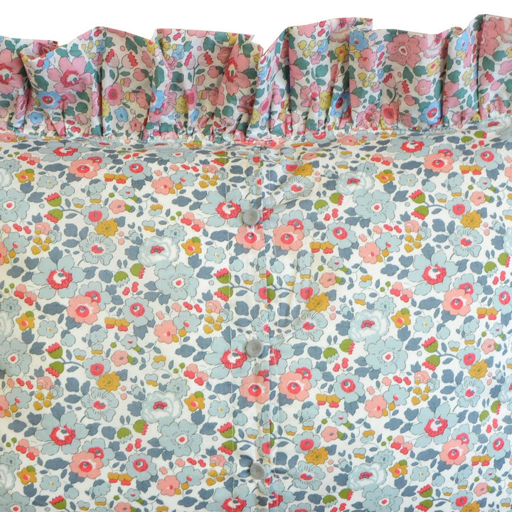 Oblong Ruffle Cushion made with Liberty Fabric BETSY GREY & BETSY CANDY FLOSS - Coco & Wolf