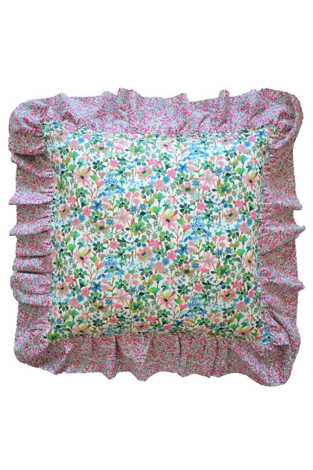 Ruffle Cushion made with Liberty Fabric DREAMS OF SUMMER - Coco & Wolf
