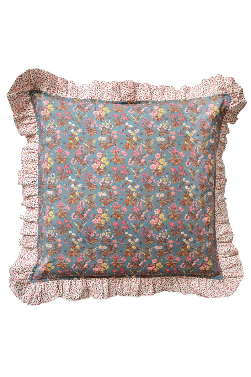 Ruffle Cushion made with Liberty Fabric FLORAL FABLE & MYRTLE - Coco & Wolf