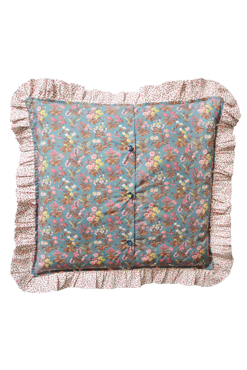 Ruffle Cushion made with Liberty Fabric FLORAL FABLE & MYRTLE - Coco & Wolf