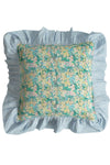 Ruffle Cushion made with Liberty Fabric HOLLYHOCKS & ELEMENTS BLUE - Coco & Wolf