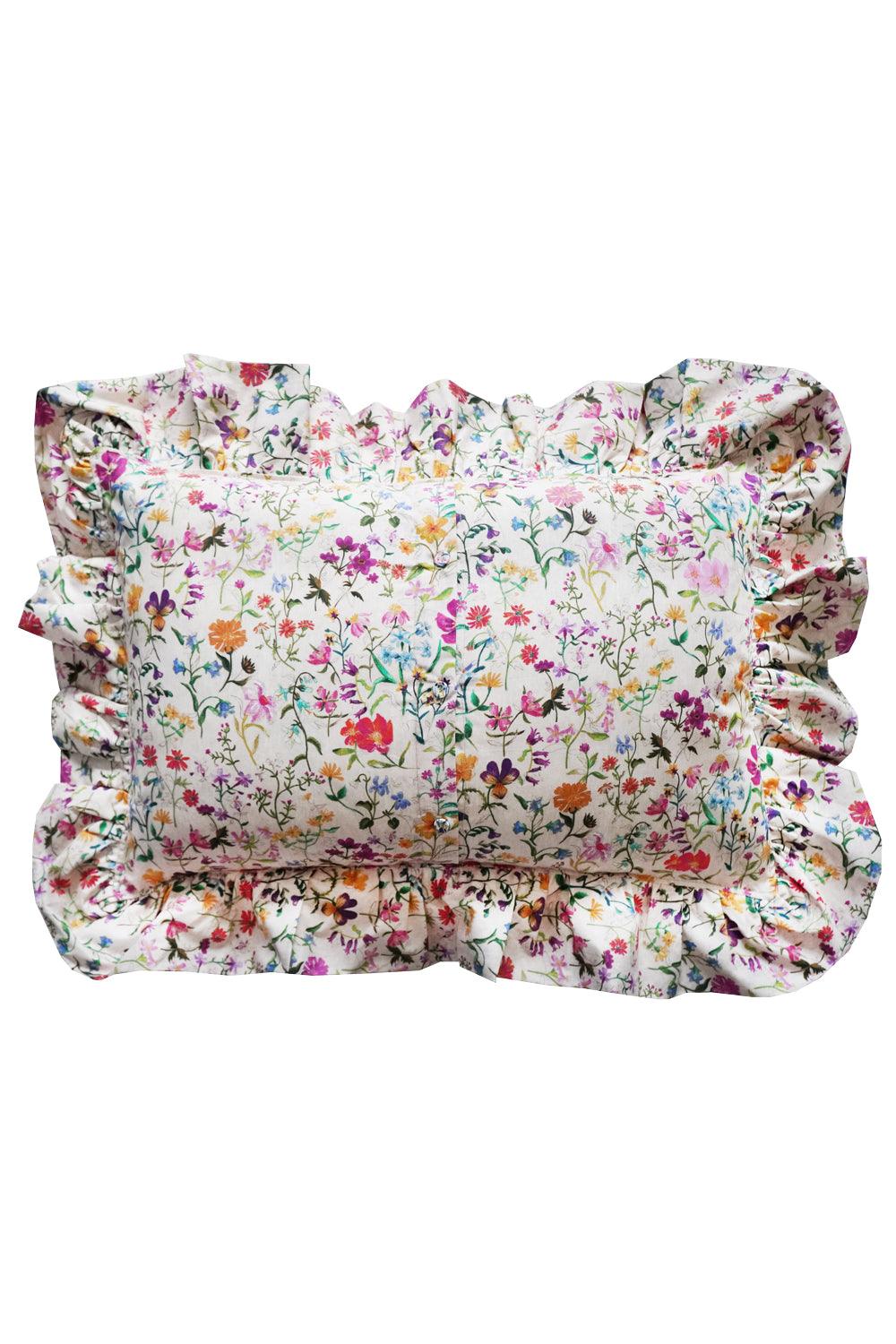 Oblong Ruffle Cushion made with Liberty Fabric LINEN GARDEN - Coco & Wolf