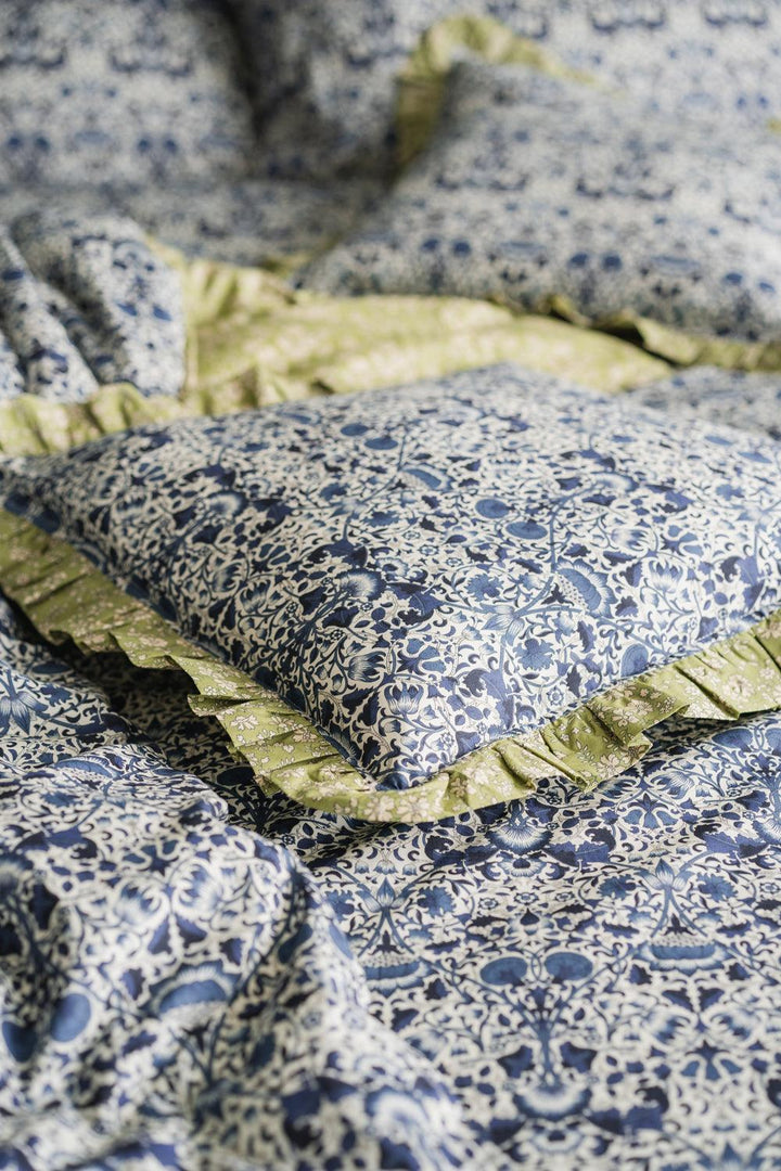 Ruffle Cushion made with Liberty Fabric LODDEN & CAPEL PISTACHIO - Coco & Wolf