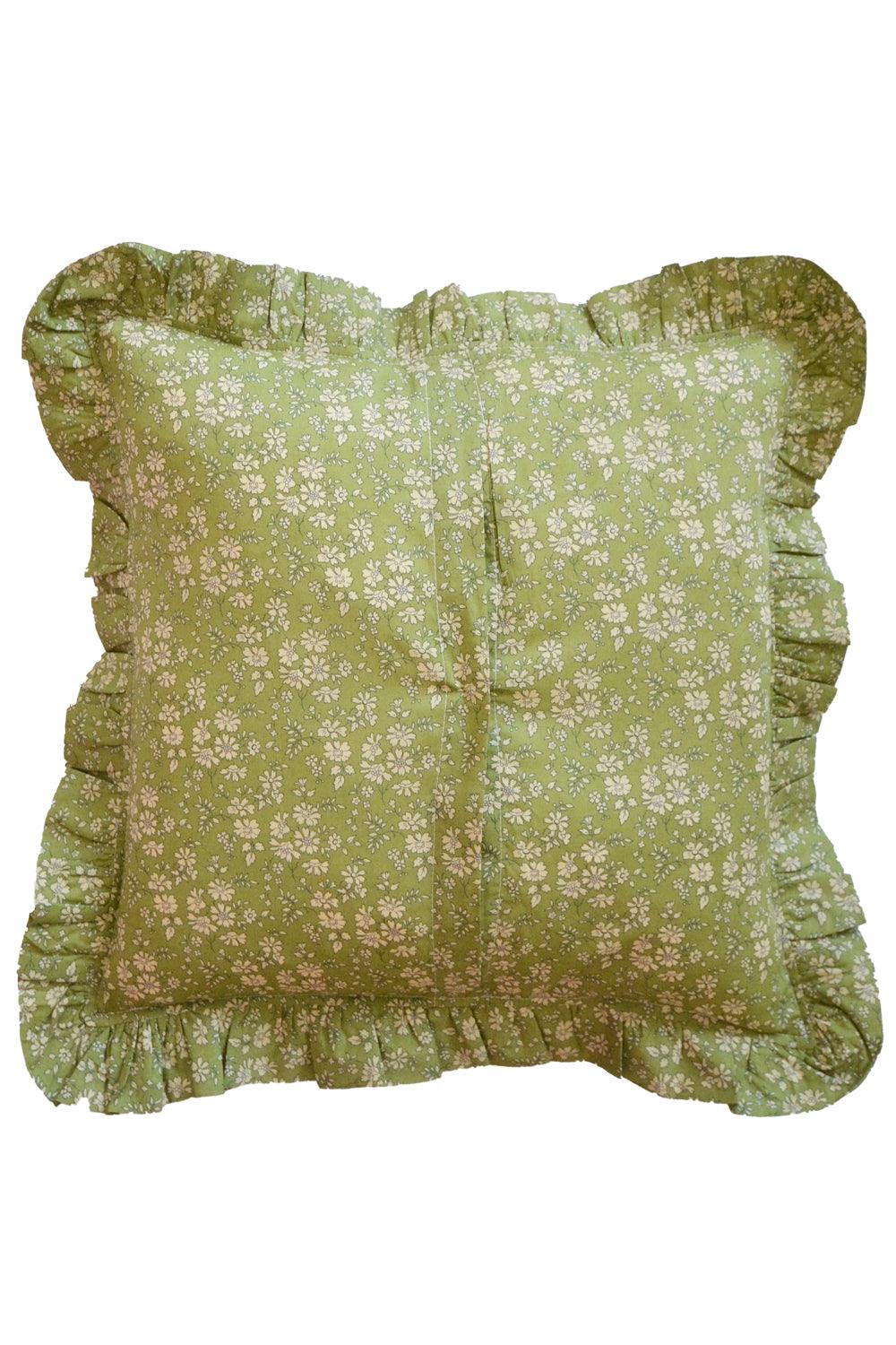 Ruffle Cushion made with Liberty Fabric LODDEN & CAPEL PISTACHIO - Coco & Wolf