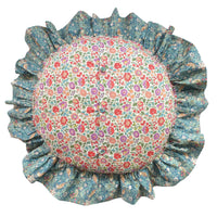Round Ruffle Cushion made with Liberty Fabric STRAWBERRY THIEF & D'ANJO - Coco & Wolf