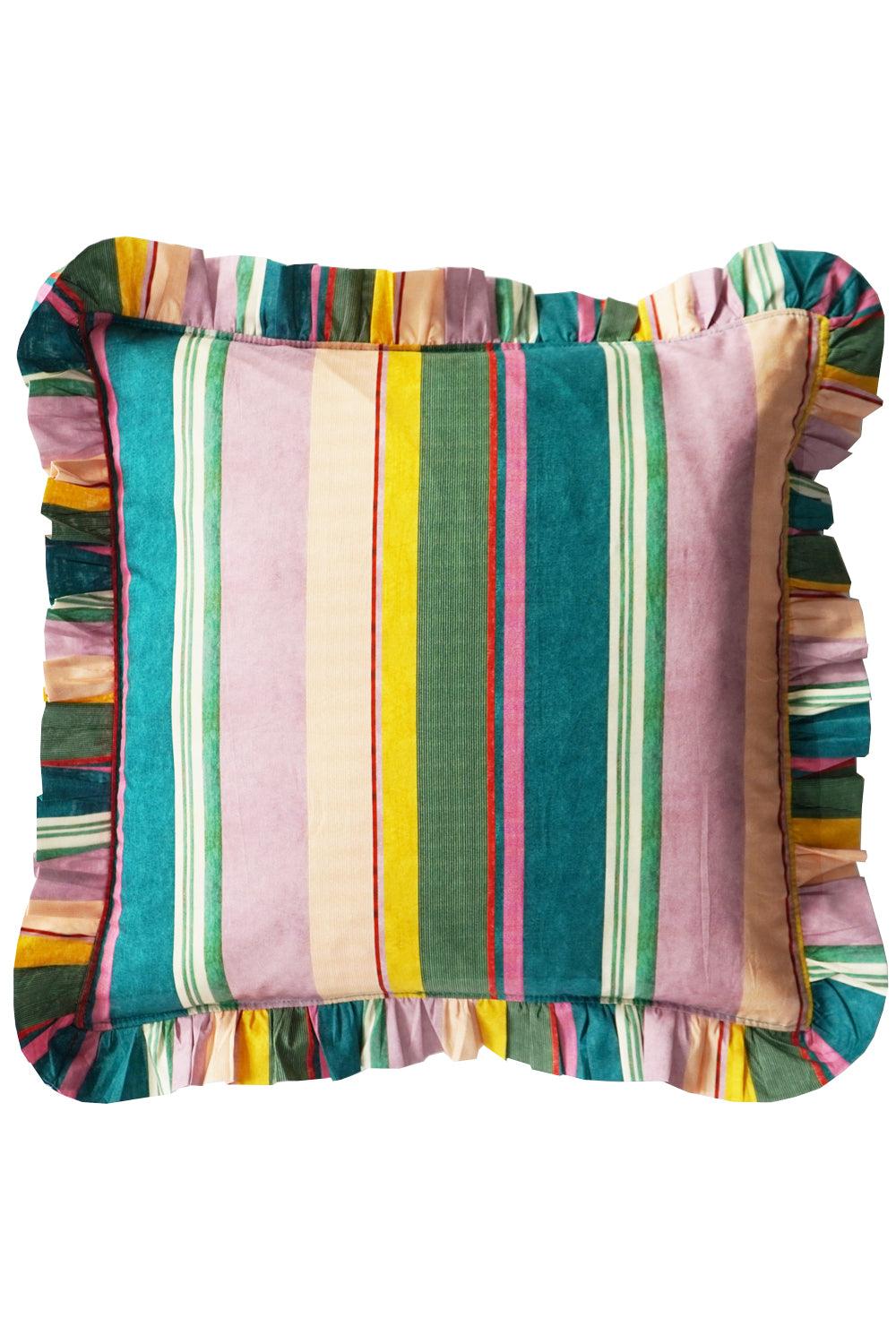 Ruffle Cushion made with Striped Liberty Fabric ARCHIVE SWATCH - Coco & Wolf