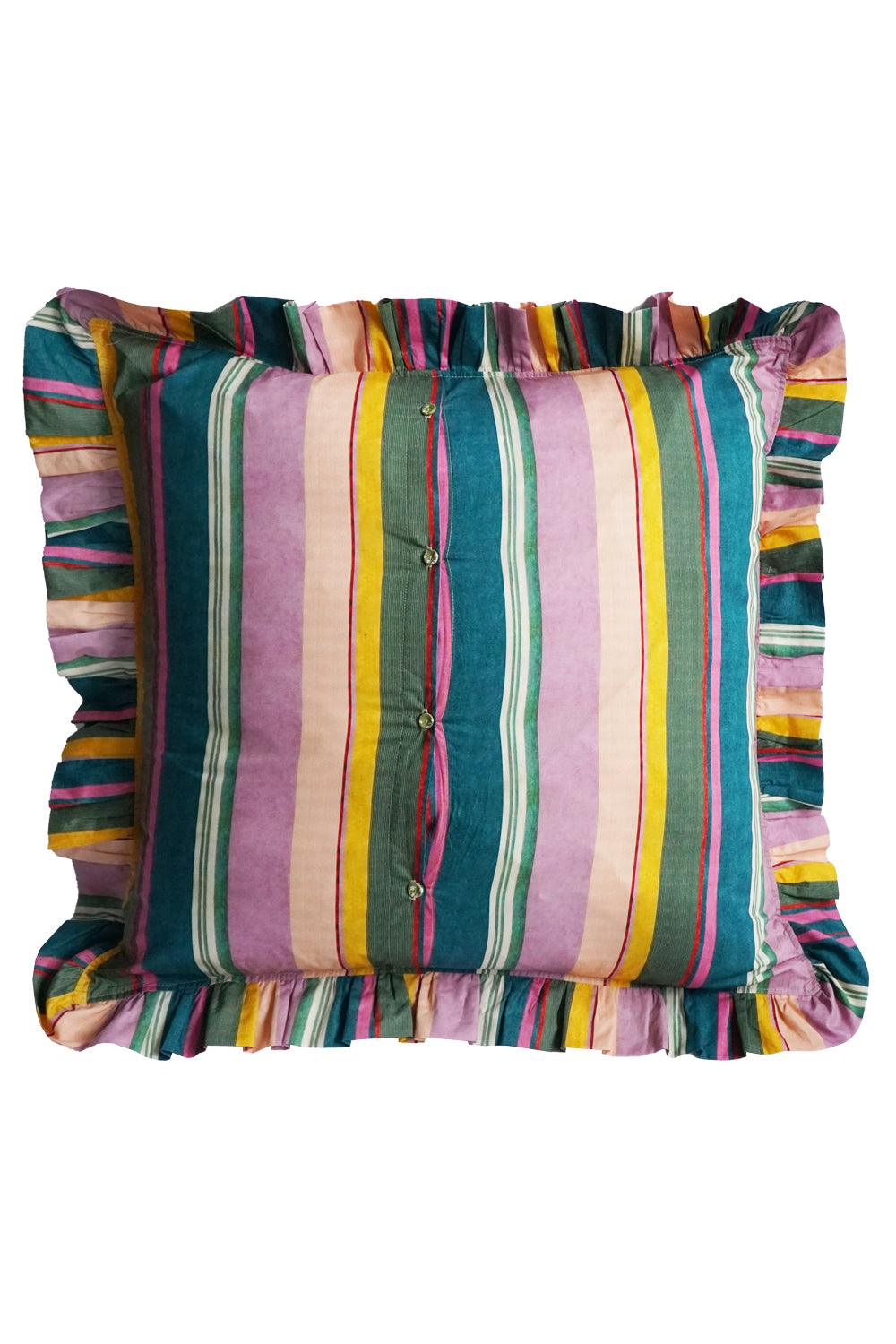 Ruffle Cushion made with Striped Liberty Fabric ARCHIVE SWATCH - Coco & Wolf