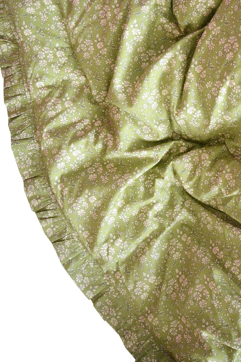 Reversible Ruffle Edge Heirloom Quilt made with Liberty Fabric BETSY SAGE & CAPEL PISTACHIO - Coco & Wolf
