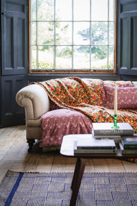 Ruffle Edge Silk Bedspread made with Liberty Fabric ALISON LEWIS & ICARUS WINGS - Coco & Wolf