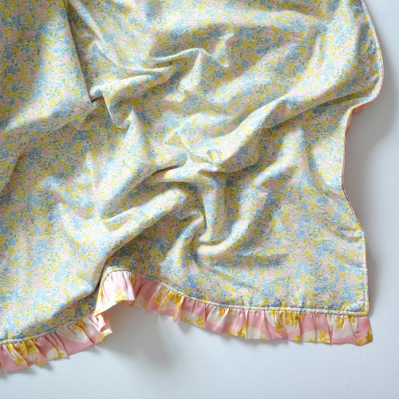 Ruffle Edge Silk Bedspread made with Liberty Fabric POSEY POLKA & MEADOWLAND - Coco & Wolf