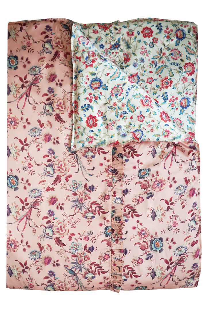 Reversible Silk Ruffle Edge Heirloom Quilt made with Liberty Fabric EVA BELLE & JANNAH