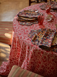 Ruffle Edge Tablecloth made with Liberty Fabric SAMBOURNE RED