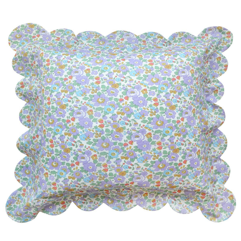 Scallop Edge Cushion made with Liberty Fabric BETSY POWDER PURPLE - Coco & Wolf