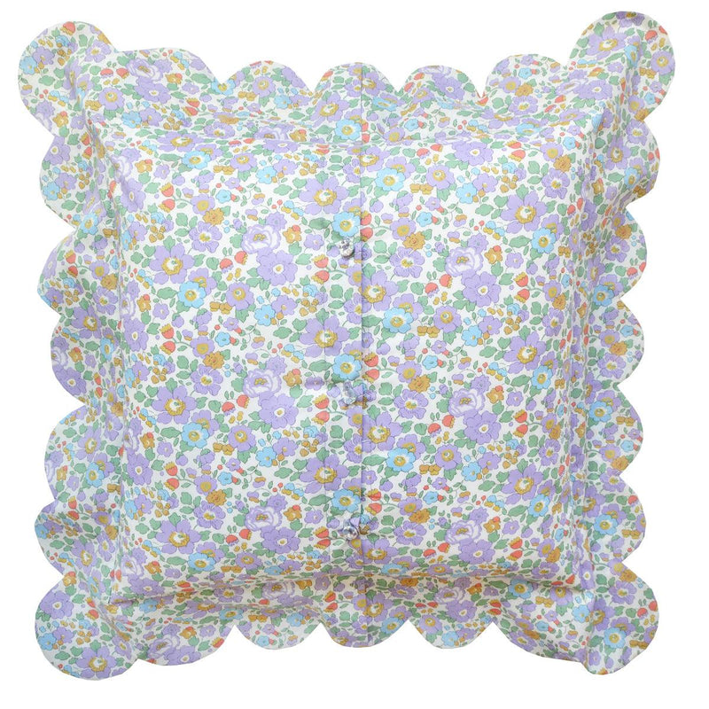 Scallop Edge Cushion made with Liberty Fabric BETSY POWDER PURPLE - Coco & Wolf