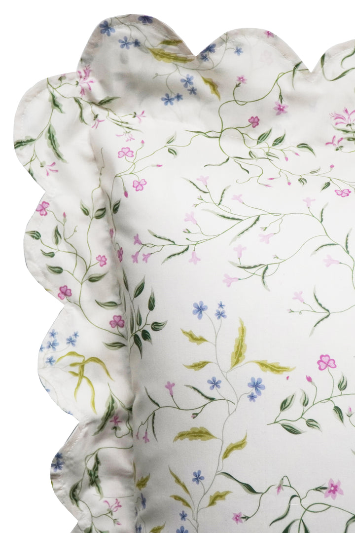 Bridgerton Scallop Edge Pillowcase made with Liberty Fabric REGAL BLOSSOM GREEN