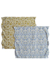 Reversible Wavy Napkin Set made with Liberty Fabric LODDEN CHINA BLUE & SAMBOURNE YELLOW