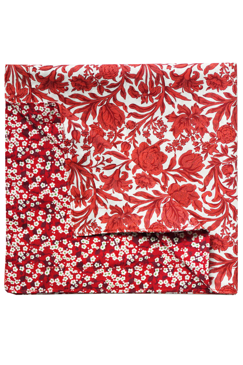 Reversible Stitch Napkin Set made with Liberty Fabric SAMBOURNE RED & MITSI VALERIA RED