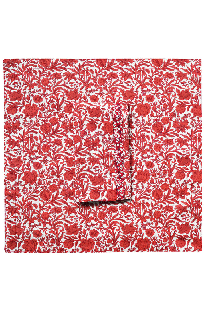 Reversible Stitch Napkin Set made with Liberty Fabric SAMBOURNE RED & MITSI VALERIA RED