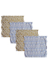 Reversible Wavy Napkin Set made with Liberty Fabric LODDEN CHINA BLUE & SAMBOURNE YELLOW