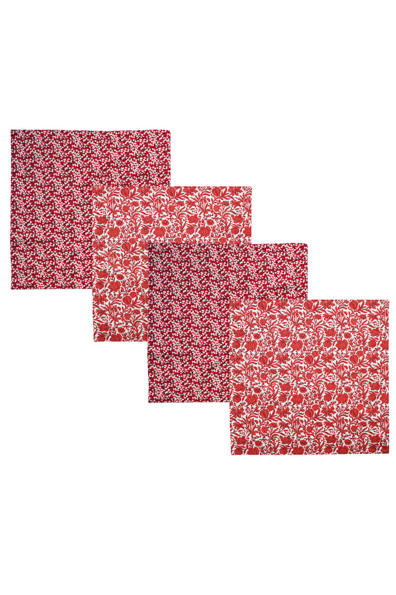 Reversible Stitch Napkin Set made with Liberty Fabric SAMBOURNE RED & MITSI VALERIA RED