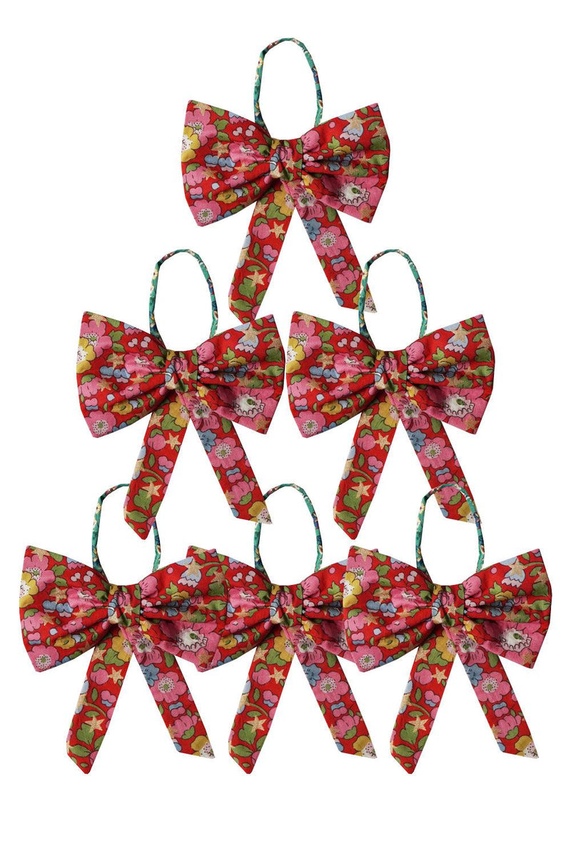 Set of 6 Christmas Tree Bows made with Liberty Fabric BETSY STAR - Coco & Wolf