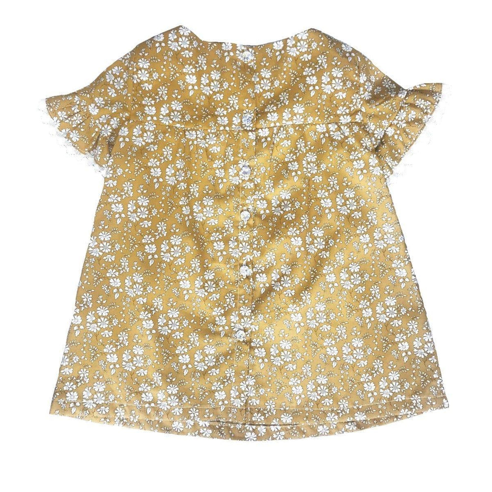 Short Sleeve Dress Liberty Fabric CAPEL MUSTARD - Coco & Wolf