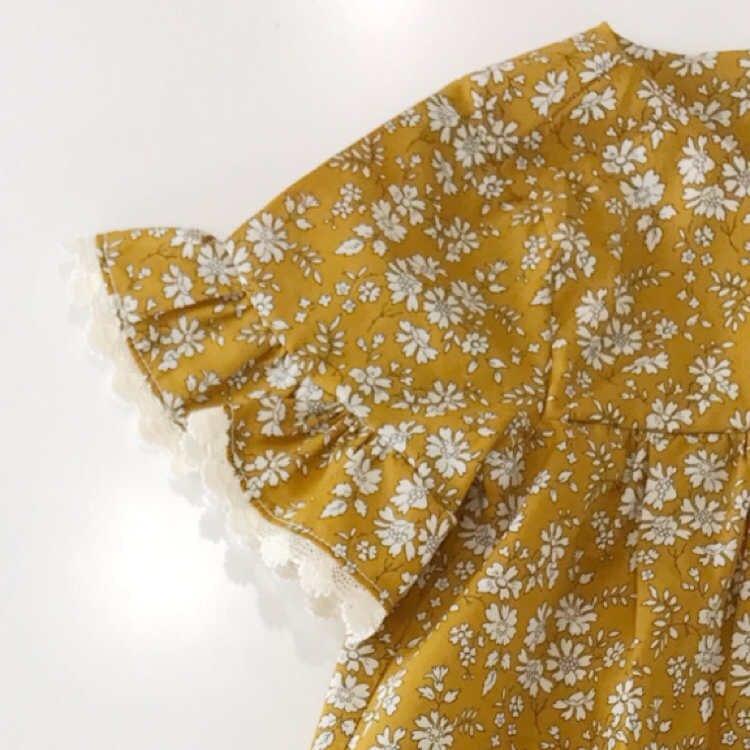 Short Sleeve Dress Liberty Fabric CAPEL MUSTARD - Coco & Wolf