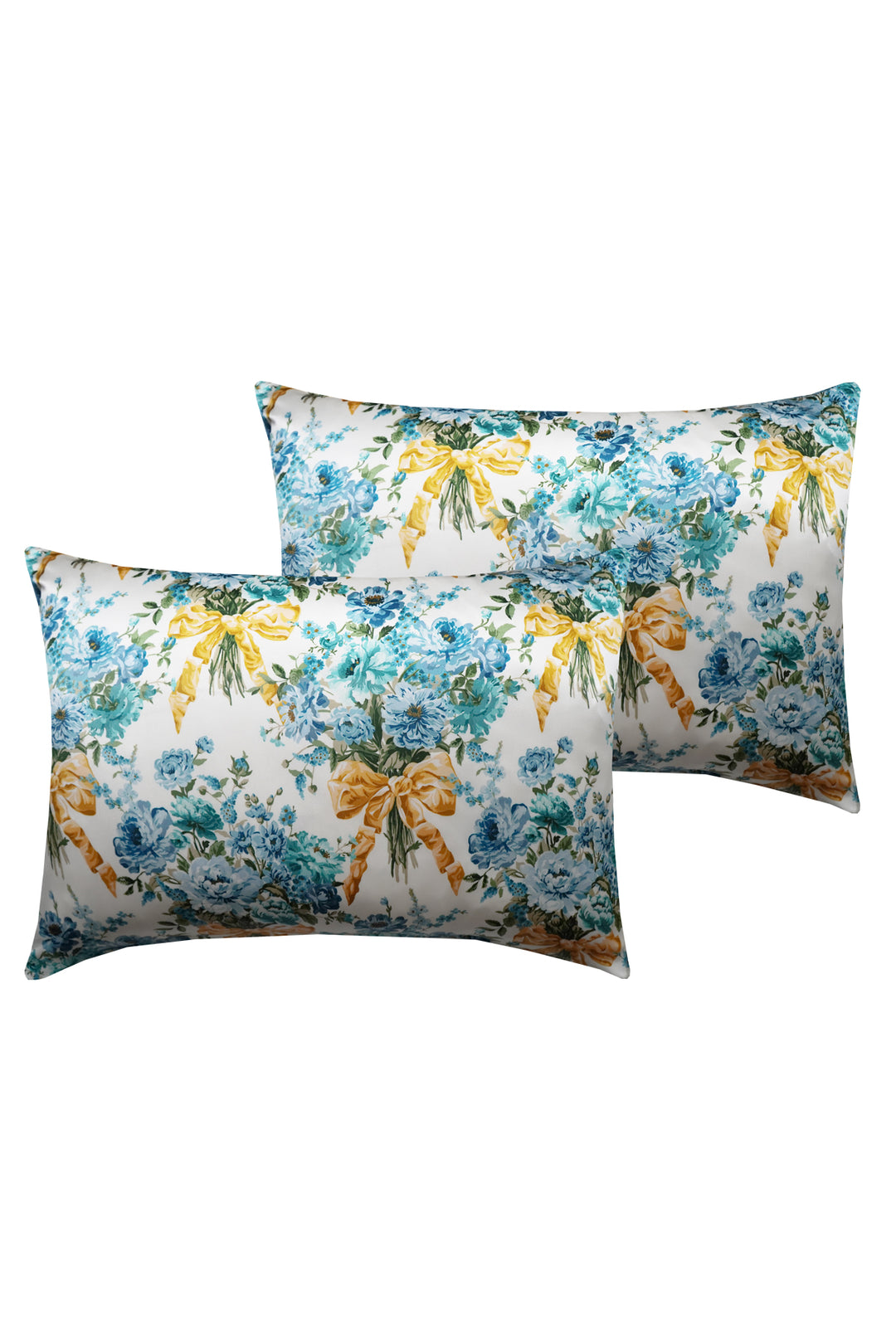 Bridgerton Silk Pillowcase made with Liberty Fabric BOW BOUQUET GOLD