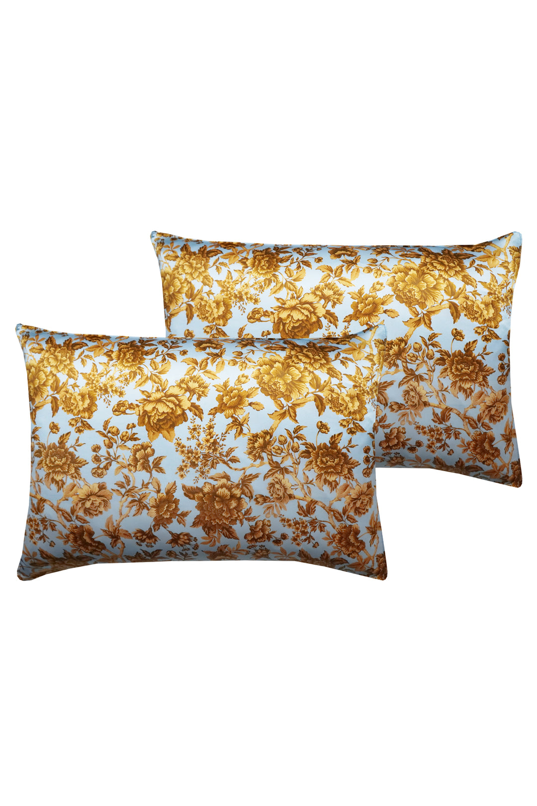 Bridgerton Silk Pillowcase made with Liberty Fabric REGENCY TRAIL BLUE & GOLD