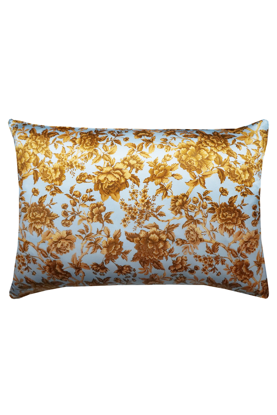 Bridgerton Silk Pillowcase made with Liberty Fabric REGENCY TRAIL BLUE & GOLD