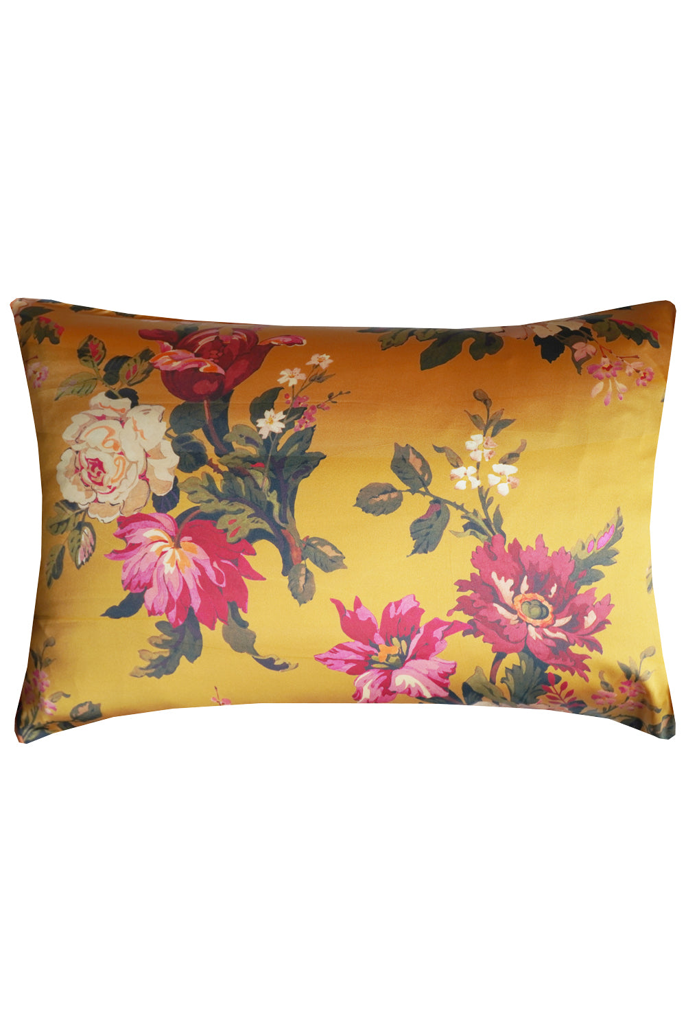 Silk Pillowcase made with Liberty Fabric STATELY KRISTINA MUSTARD GOLD