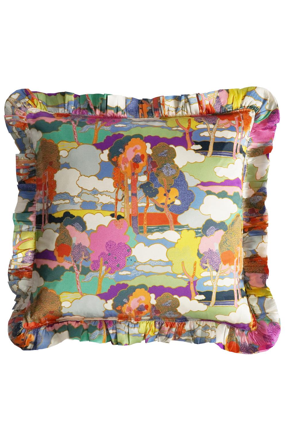 Silk Ruffle Cushion made with Liberty Fabric PROSPECT ROAD - Coco & Wolf