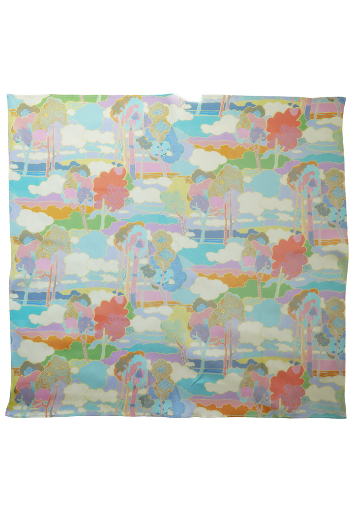 Luxury silk scarf in Liberty print with soft drape and lightweight finish