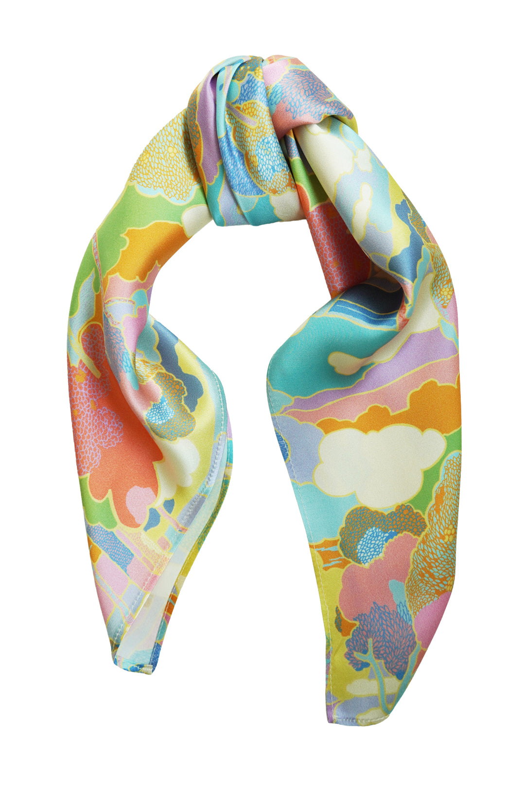 100% silk scarf made with Liberty fabric in prospect road, handmade in England, knotted