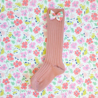 Sorbet Knee High Socks with Bow made with Liberty Fabric EDIE - Coco & Wolf