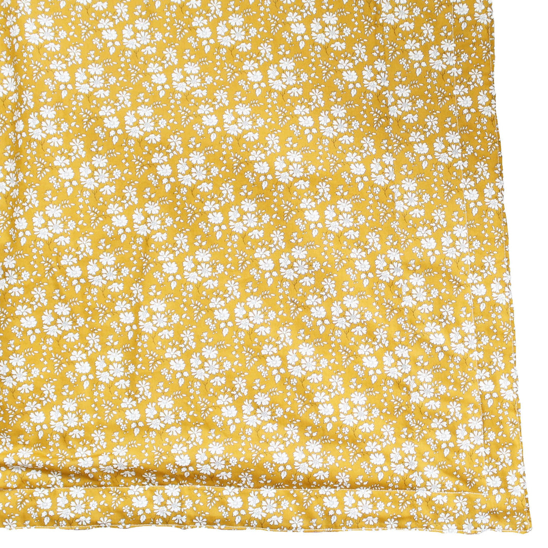 Stitch Border Bedspread made with Liberty Fabric BETSY GREY & CAPEL MUSTARD - Coco & Wolf